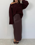Haveone - Gonna ecopelle cocco bordeaux