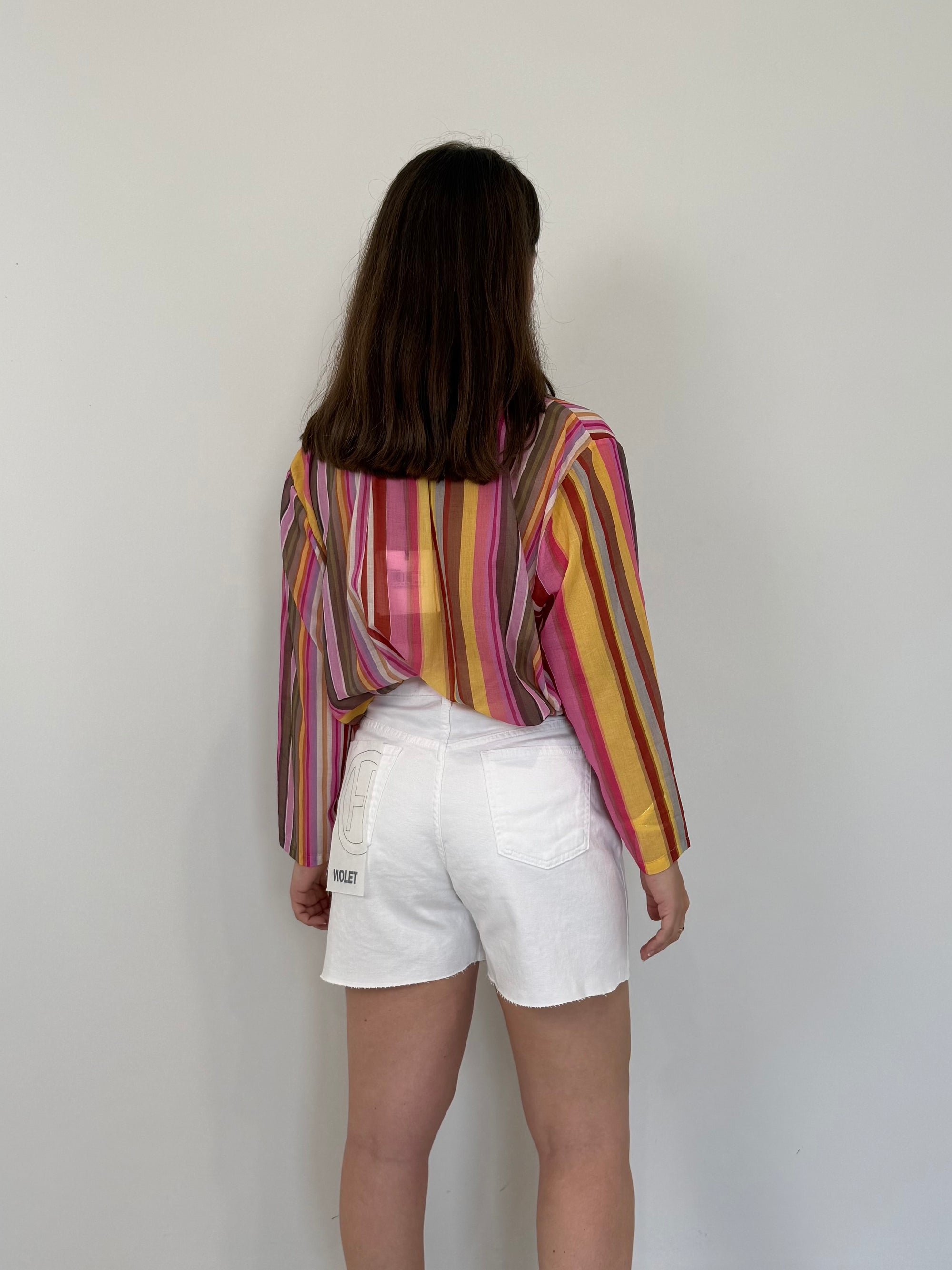 Haveone - Short violet denim bianco