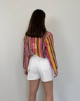 Haveone - Short violet denim bianco