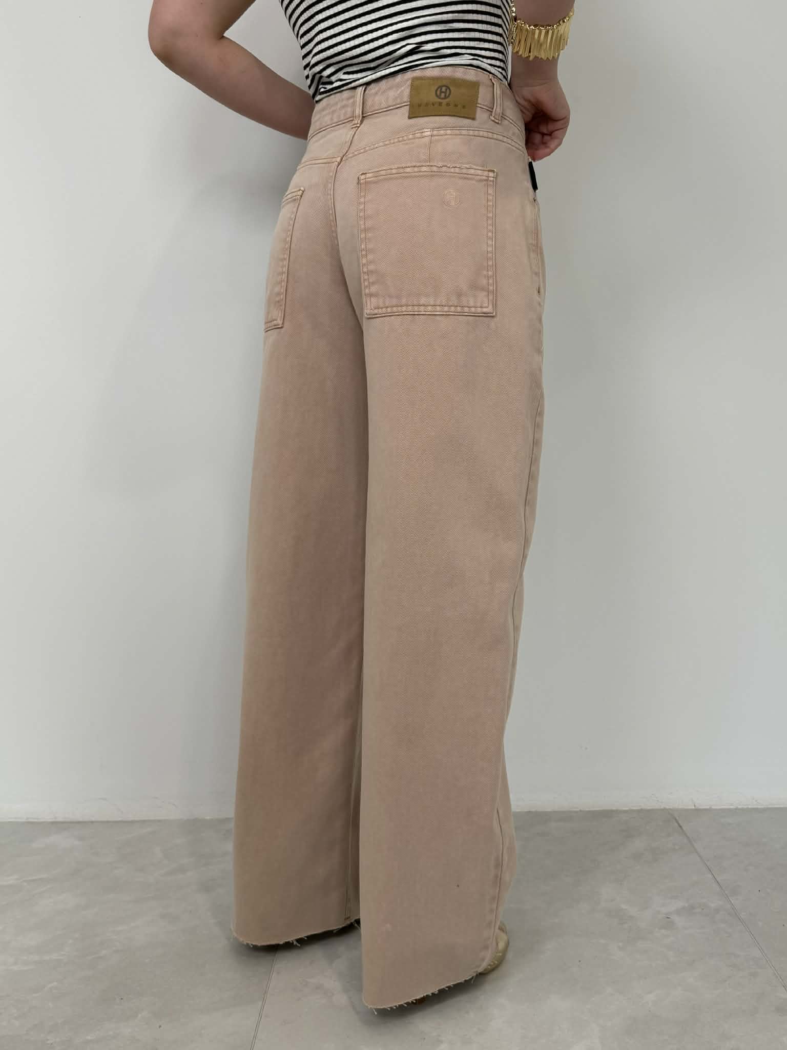 Haveone - Pantalone in cotone taglio vivo rosa