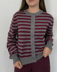 Two Way - Cardigan righe bordeaux