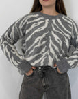 Haveone - Maglioncino zebrato grigio