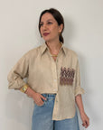 Tensione In - Camicia in lino zigzag sabbia