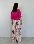 Haveone - Pantalone floreale fuxia