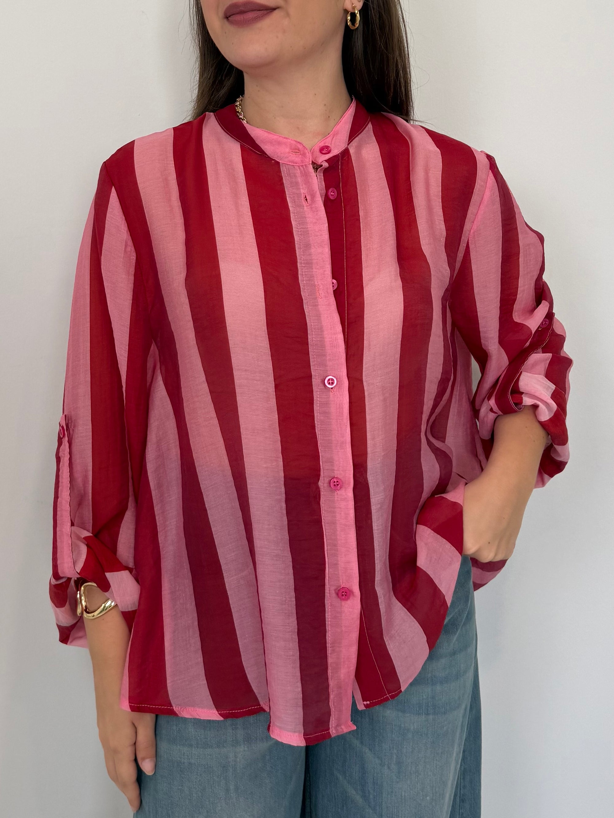 Haveone - Camicia righe larghe fuxia