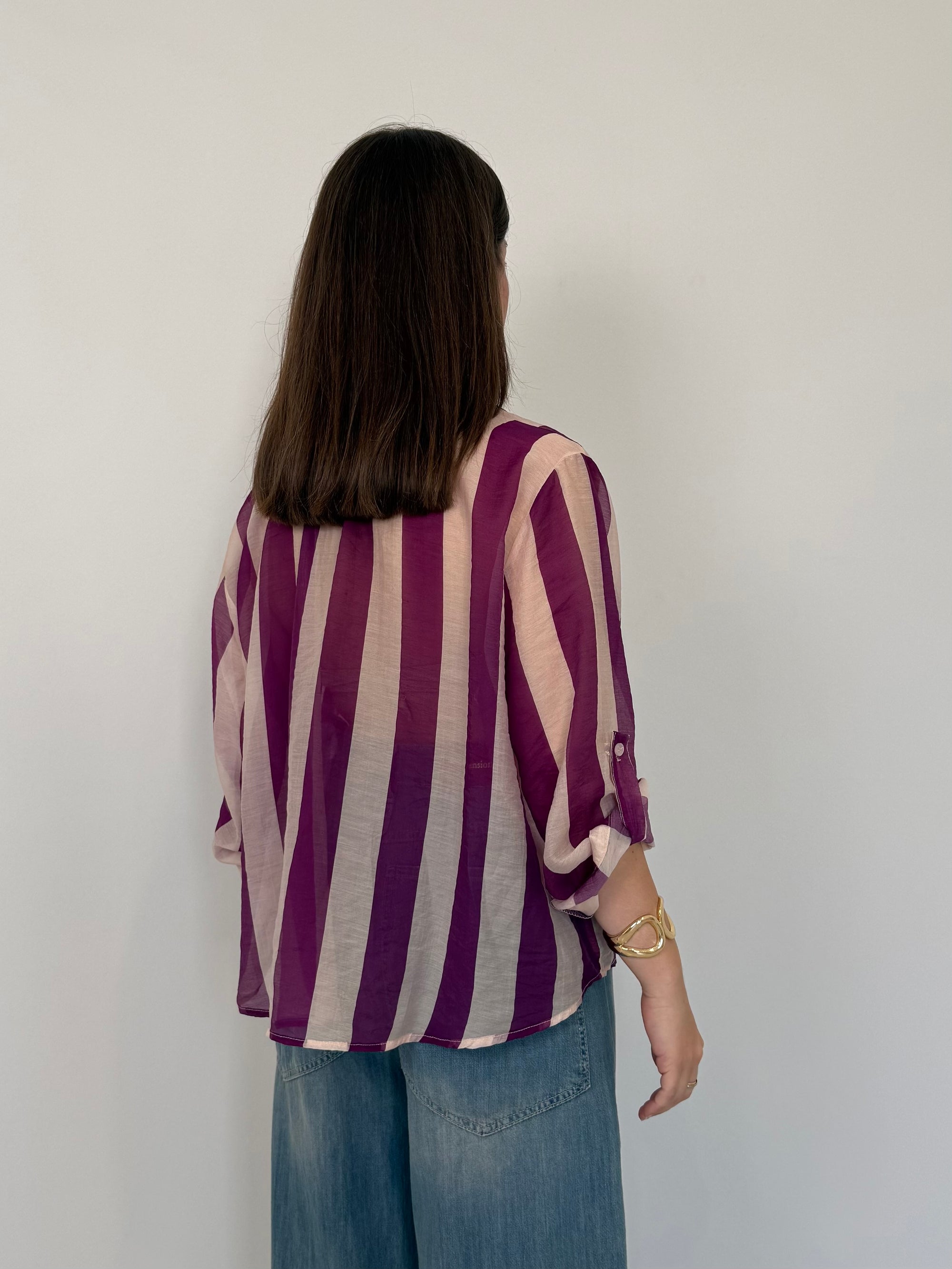 Haveone - Camicia righe larghe viola