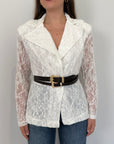 Haveone - Giacca in pizzo con cinture bianca