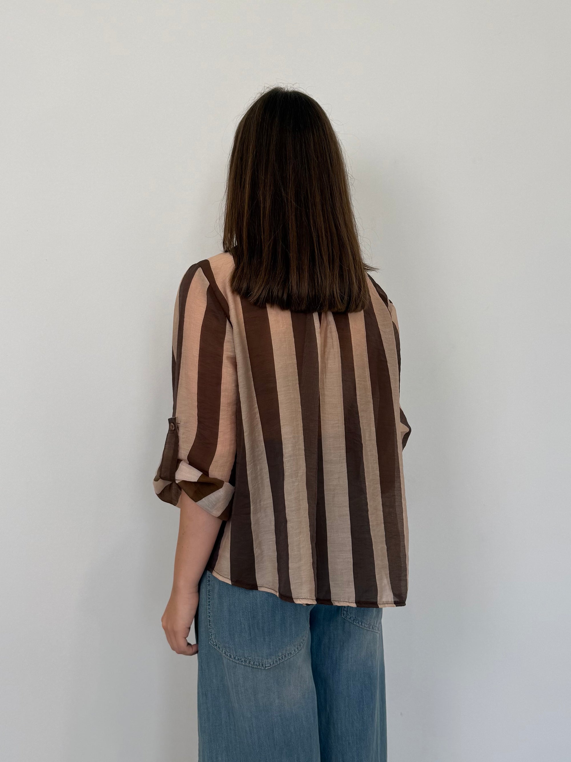 Haveone - Camicia righe larghe moro