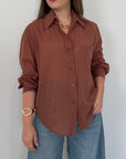 Tensione In - Camicia in cotone tabacco