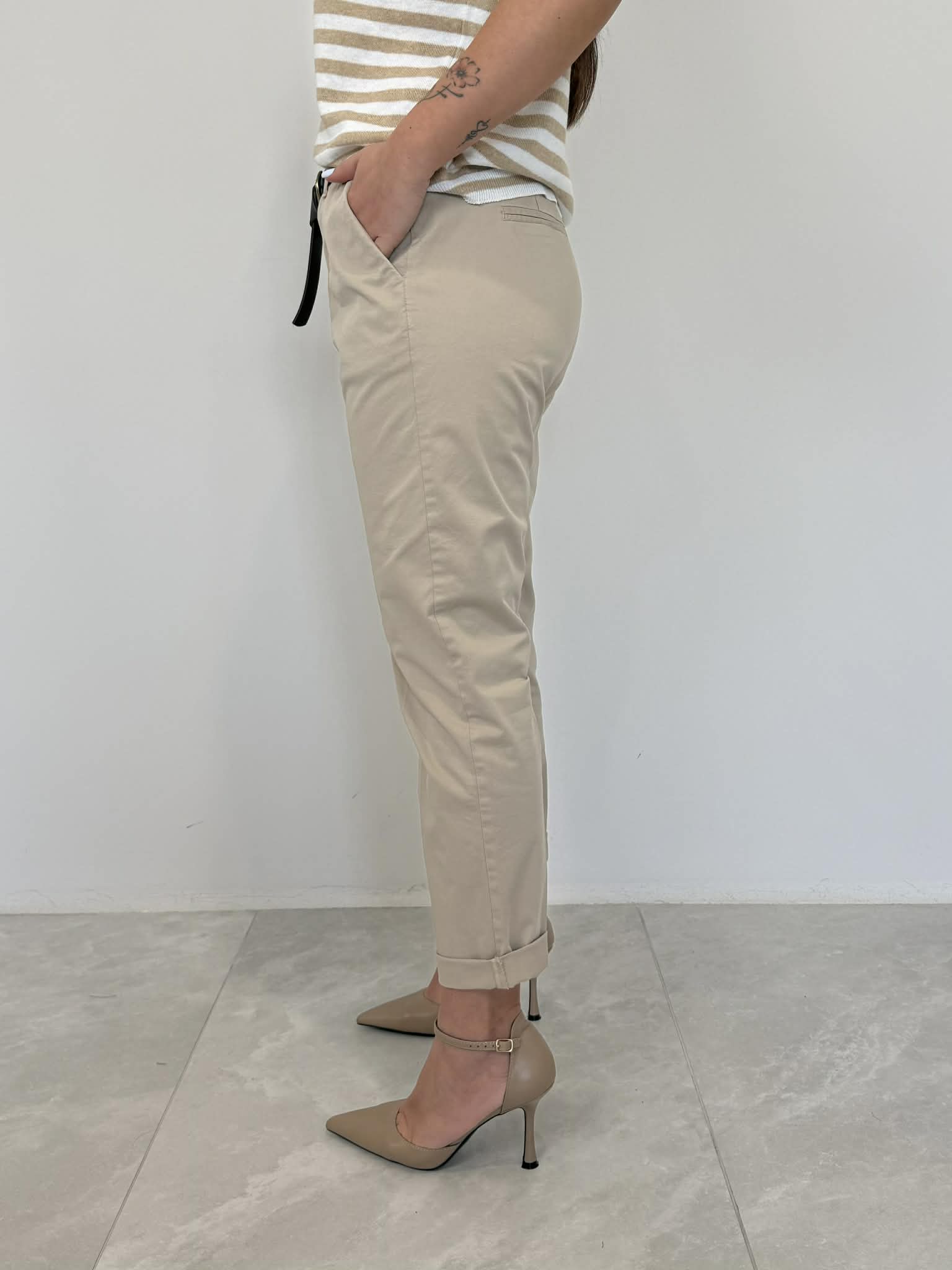 SusyMix - Pantalone in cotone sigaretta sabbia