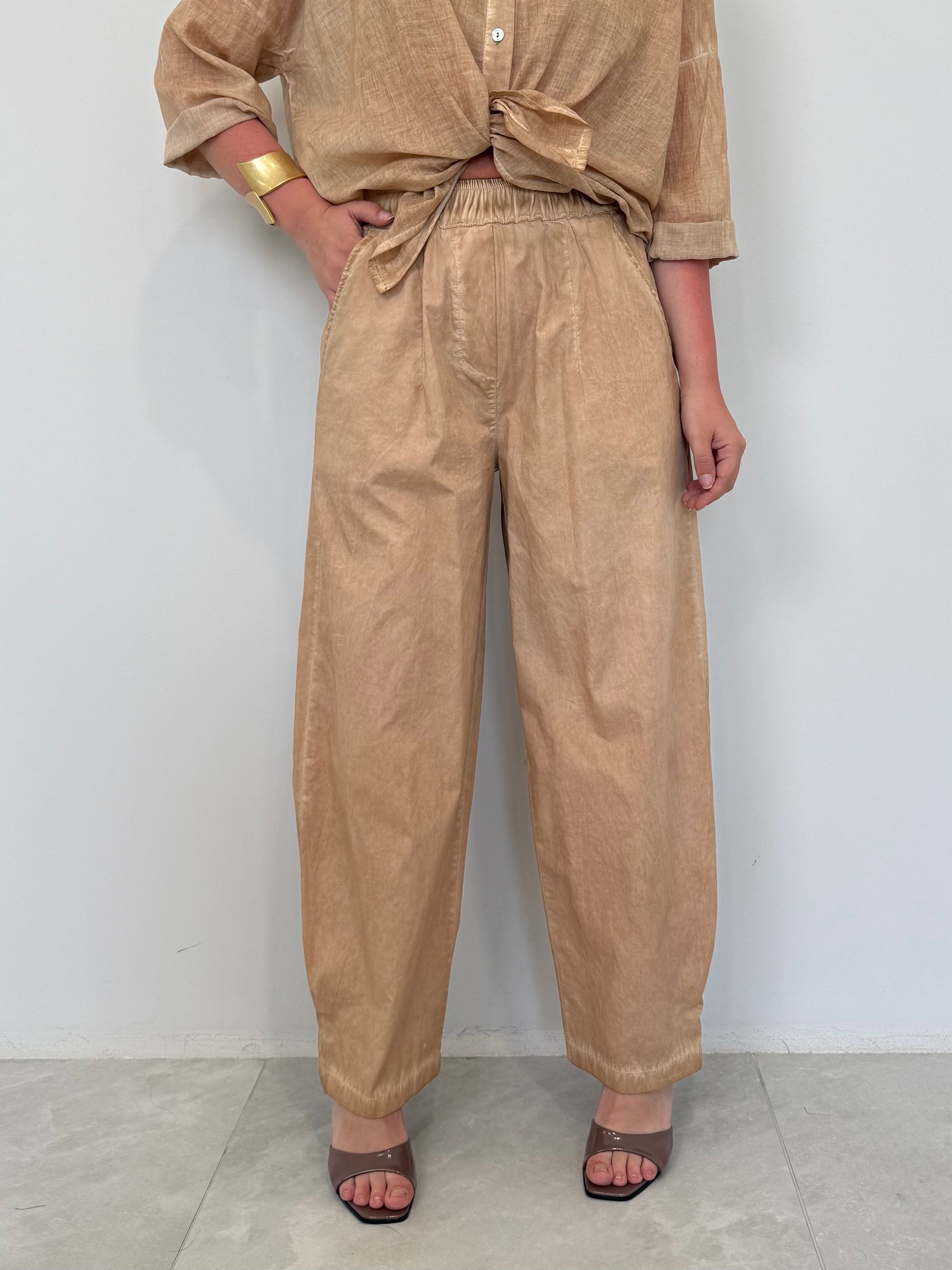 Haveone - Pantalone barrel nocciola