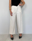 Tensione In - Pantalone in cotone con pence bianco