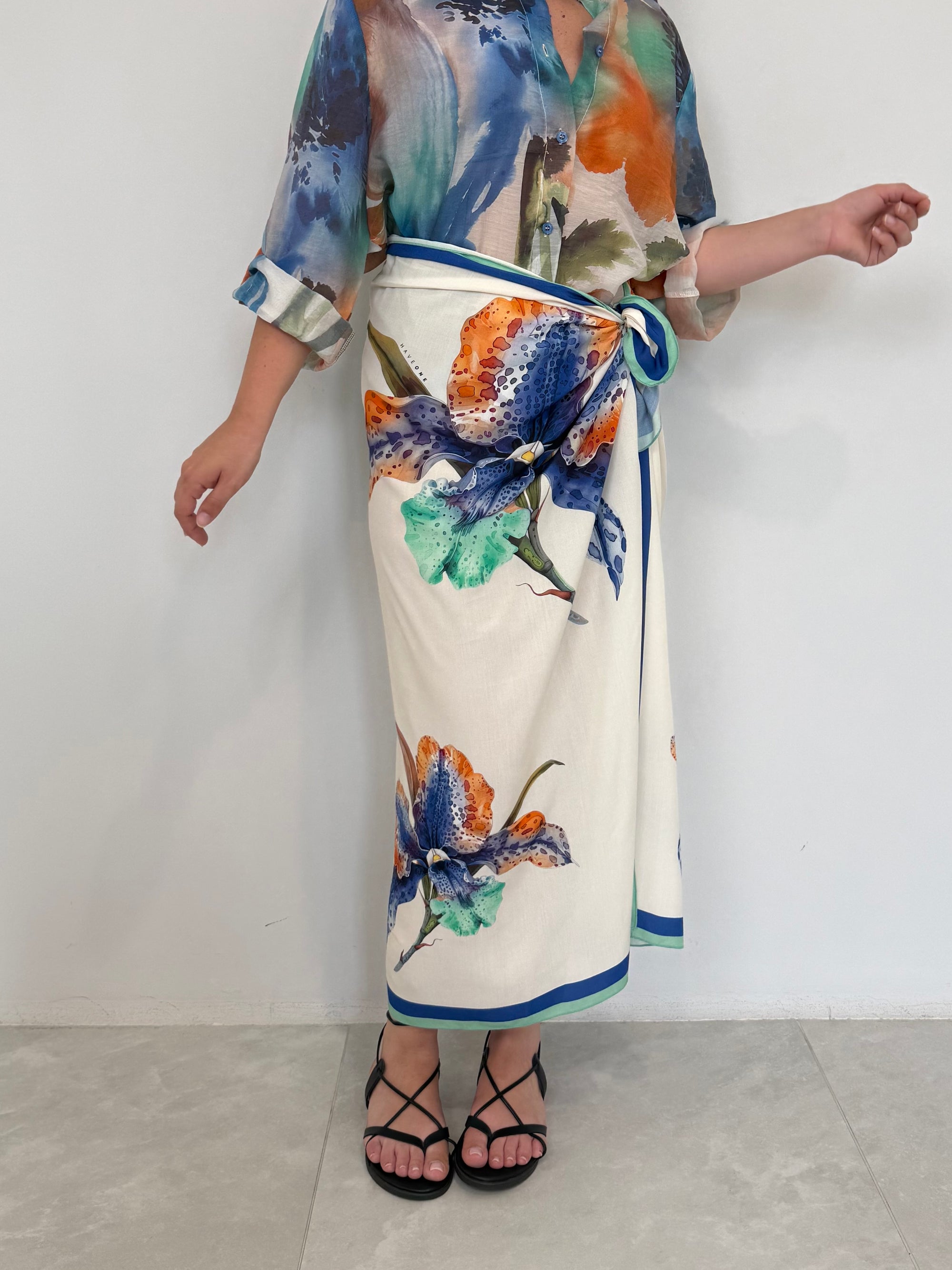 Haveone - Gonna pareo lunga orchidea blu