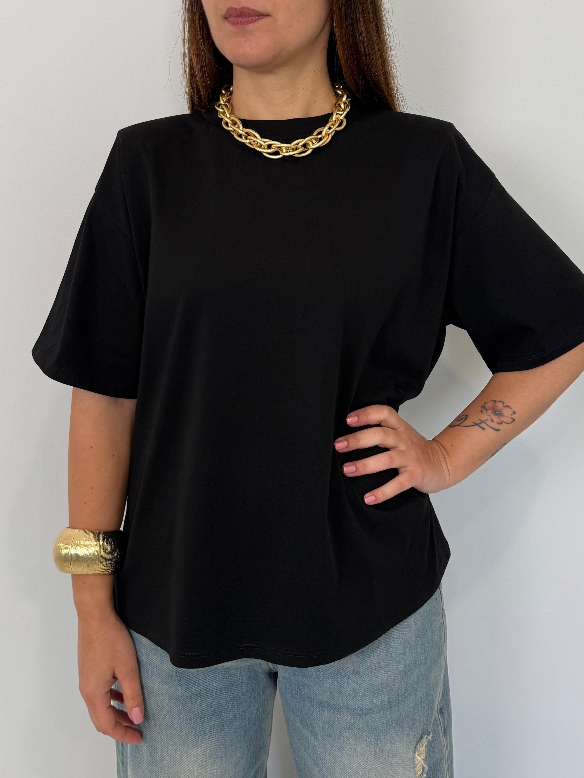 SusyMix - T-shirt con spalline nera