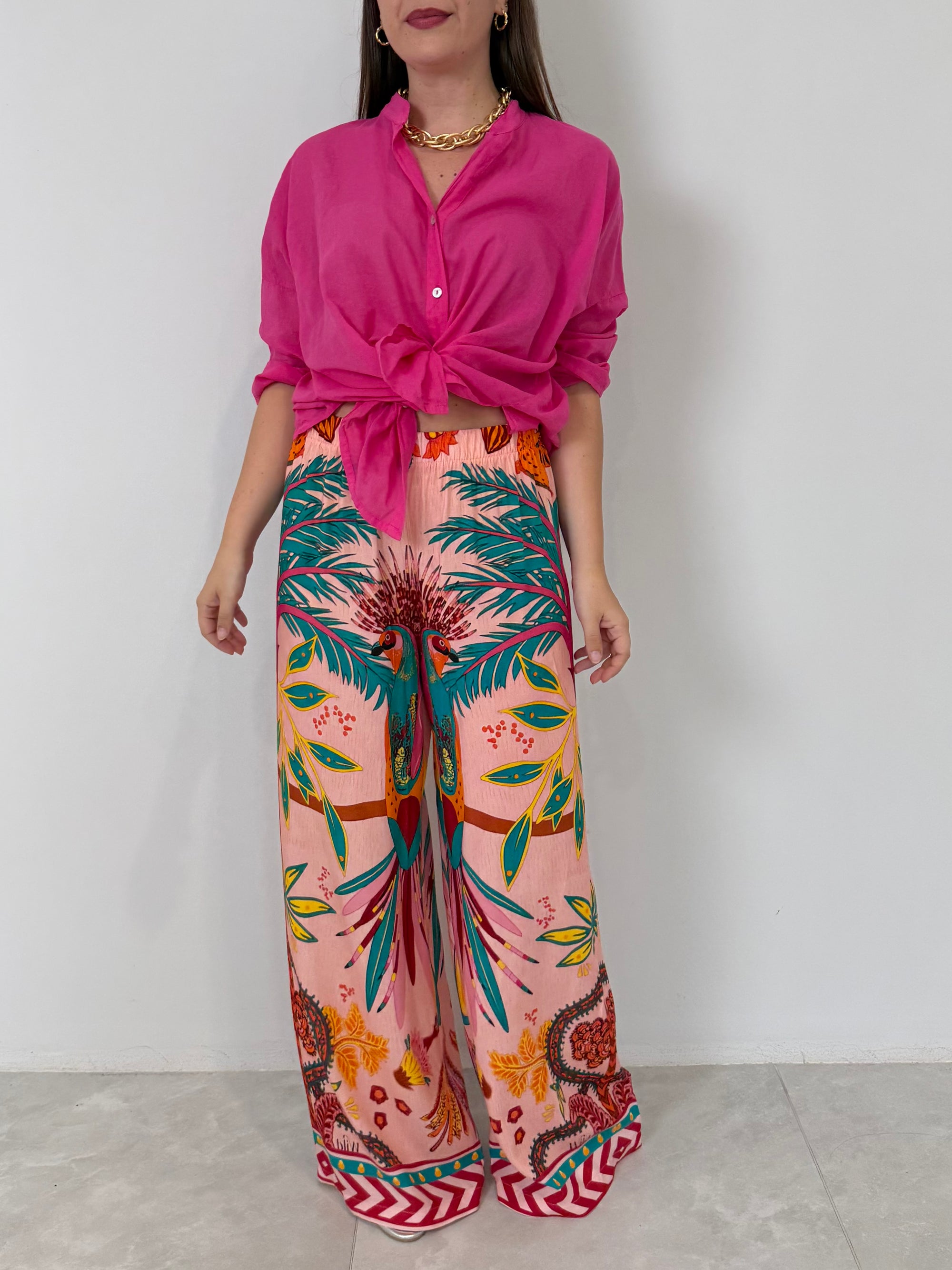 Tensione In - Pantalone tropical rosa