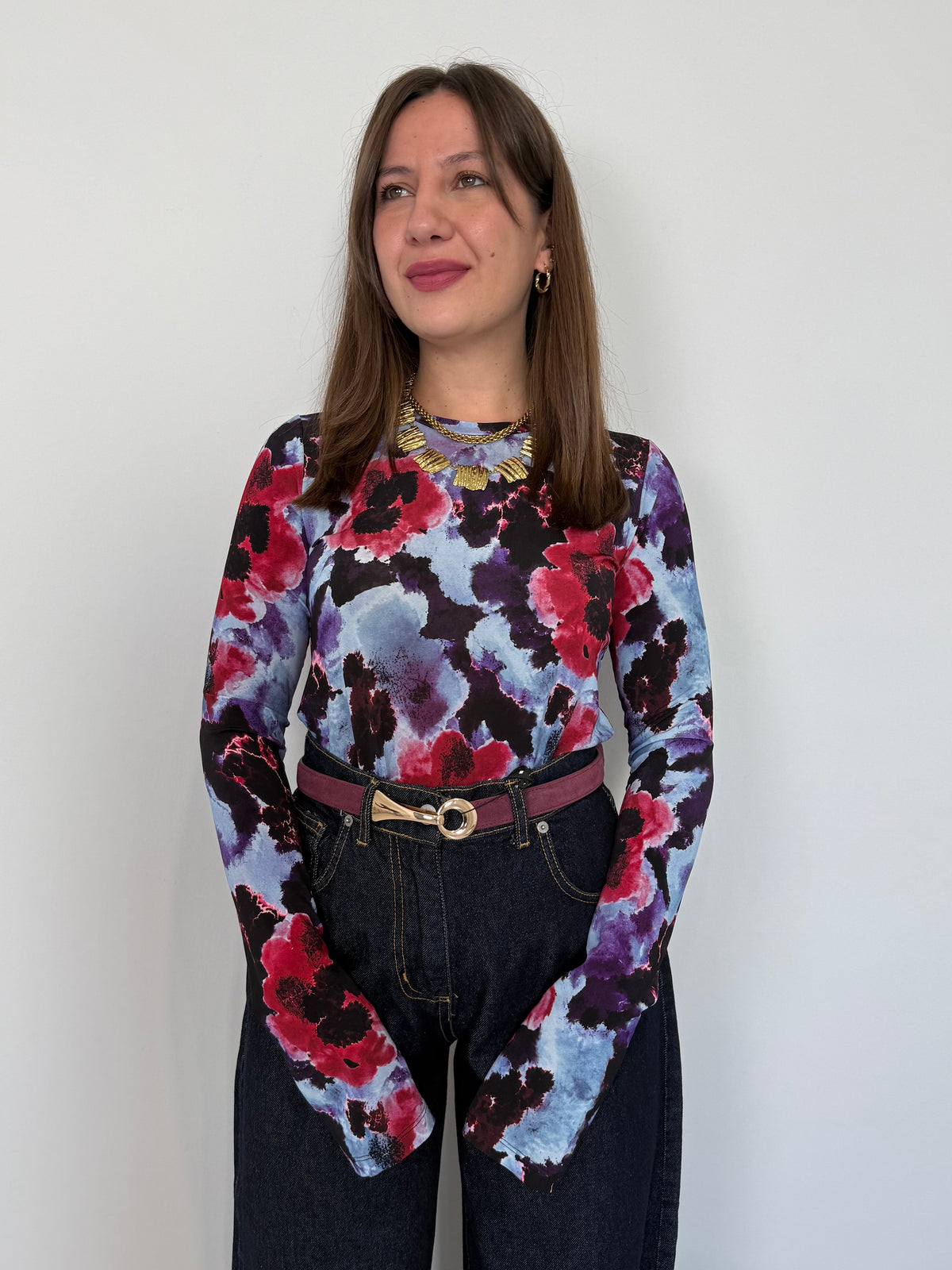 Tensione In - Maglia in tulle fiori blu