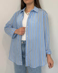 Haveone - Camicia gessata azzurra e giallina