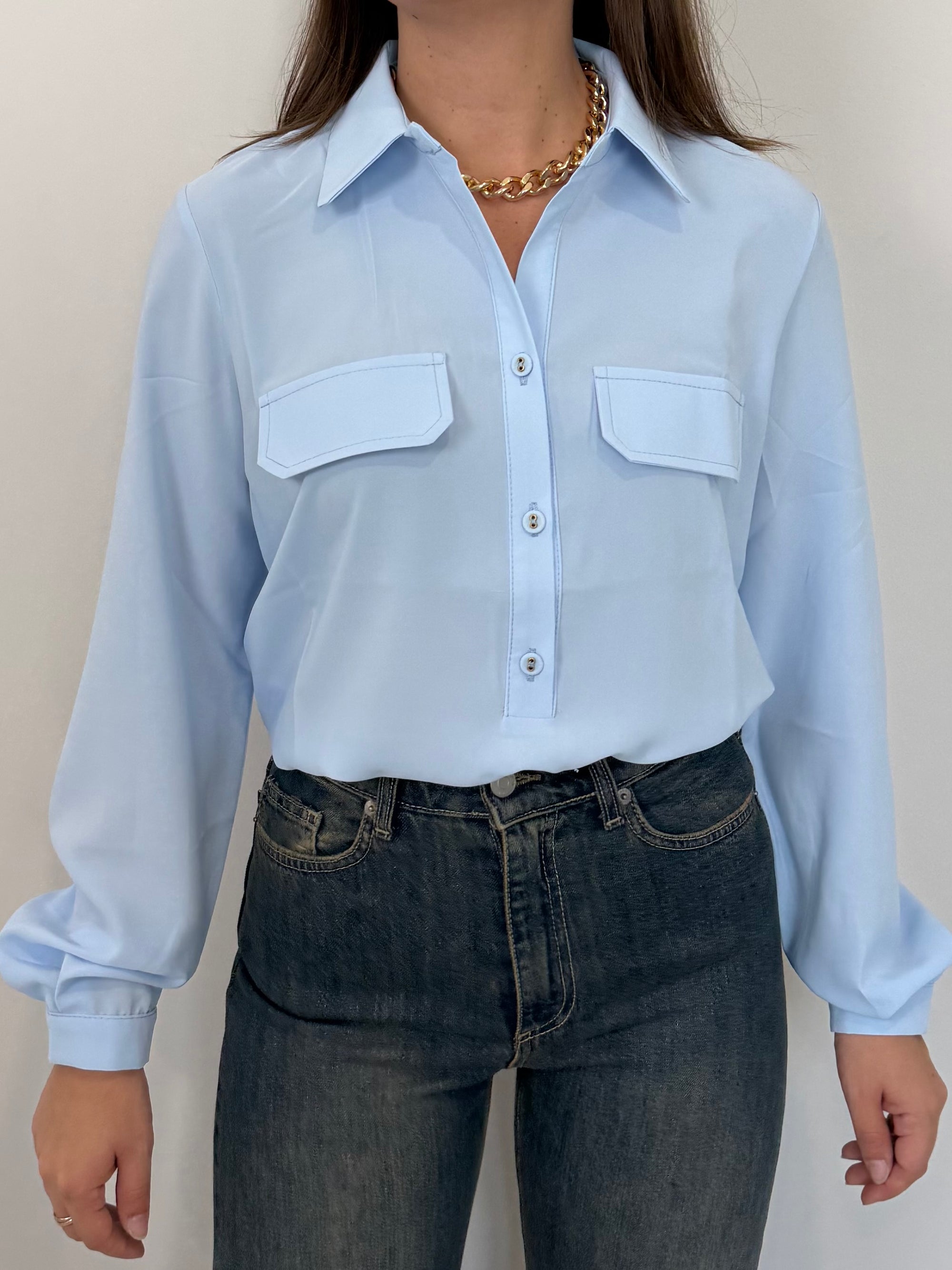 SusyMix - Camicia doppia tasca celeste