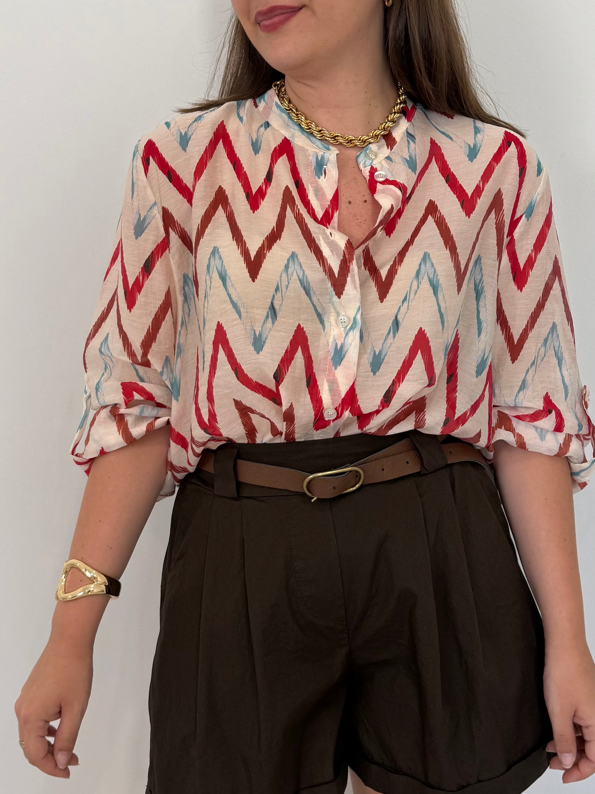 Haveone - Camicia con fantasia zigzag