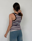 Haveone - Canotta righe blu contrasto moro