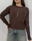 Haveone - Maglioncino con strass moro