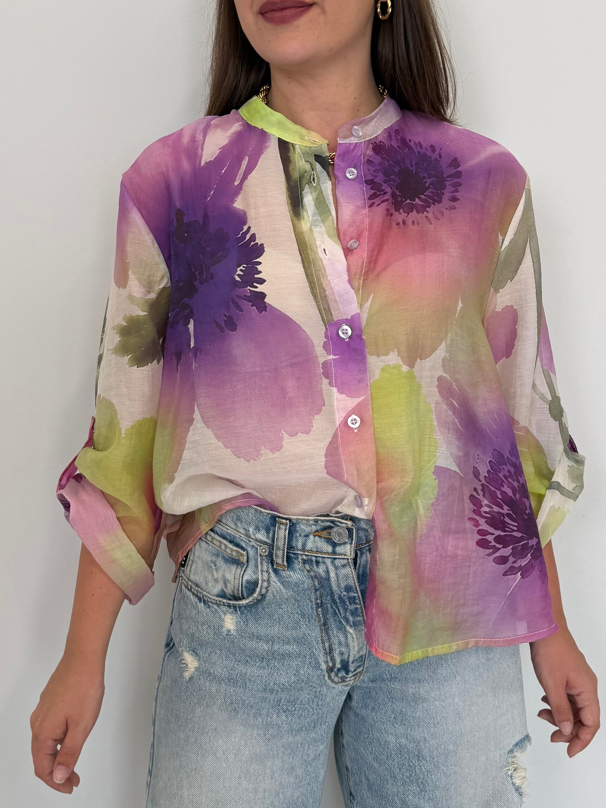 Haveone - Camicia acquerello viola
