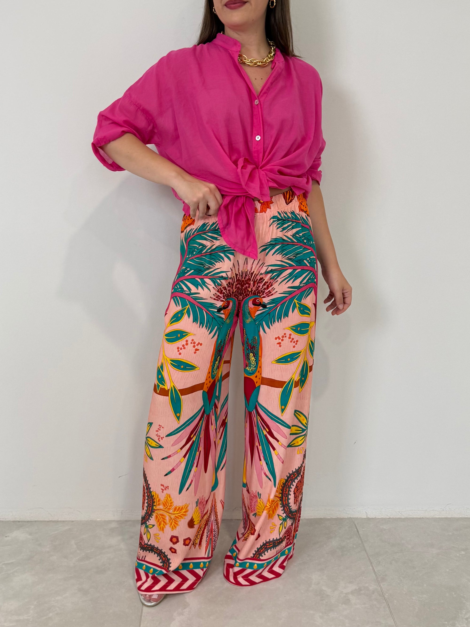 Tensione In - Pantalone tropical rosa