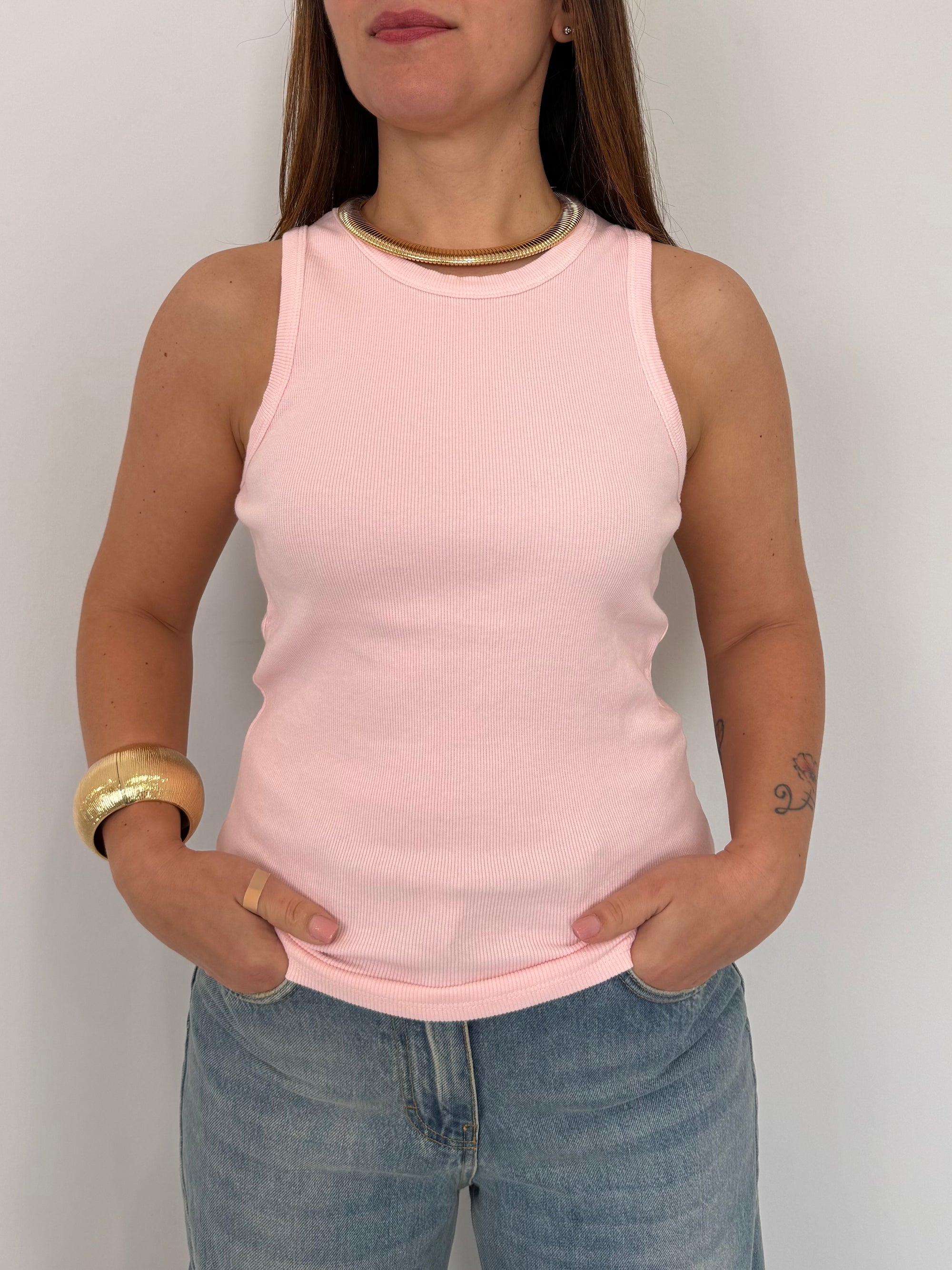 Haveone - Canotta vogatore a costine rosa