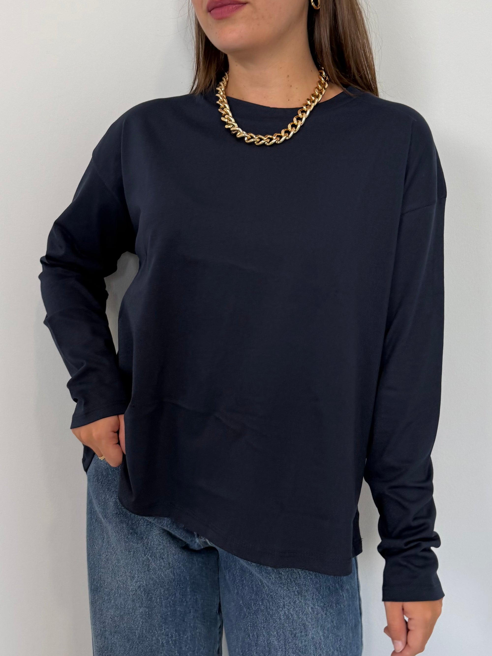SusyMix - Maglia scatola manica lunga blu