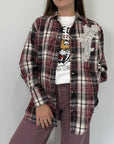 Haveone - Camicia in flanella con dettaglio bordeaux