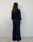 SusyMix - Pantalone fluido flare blu