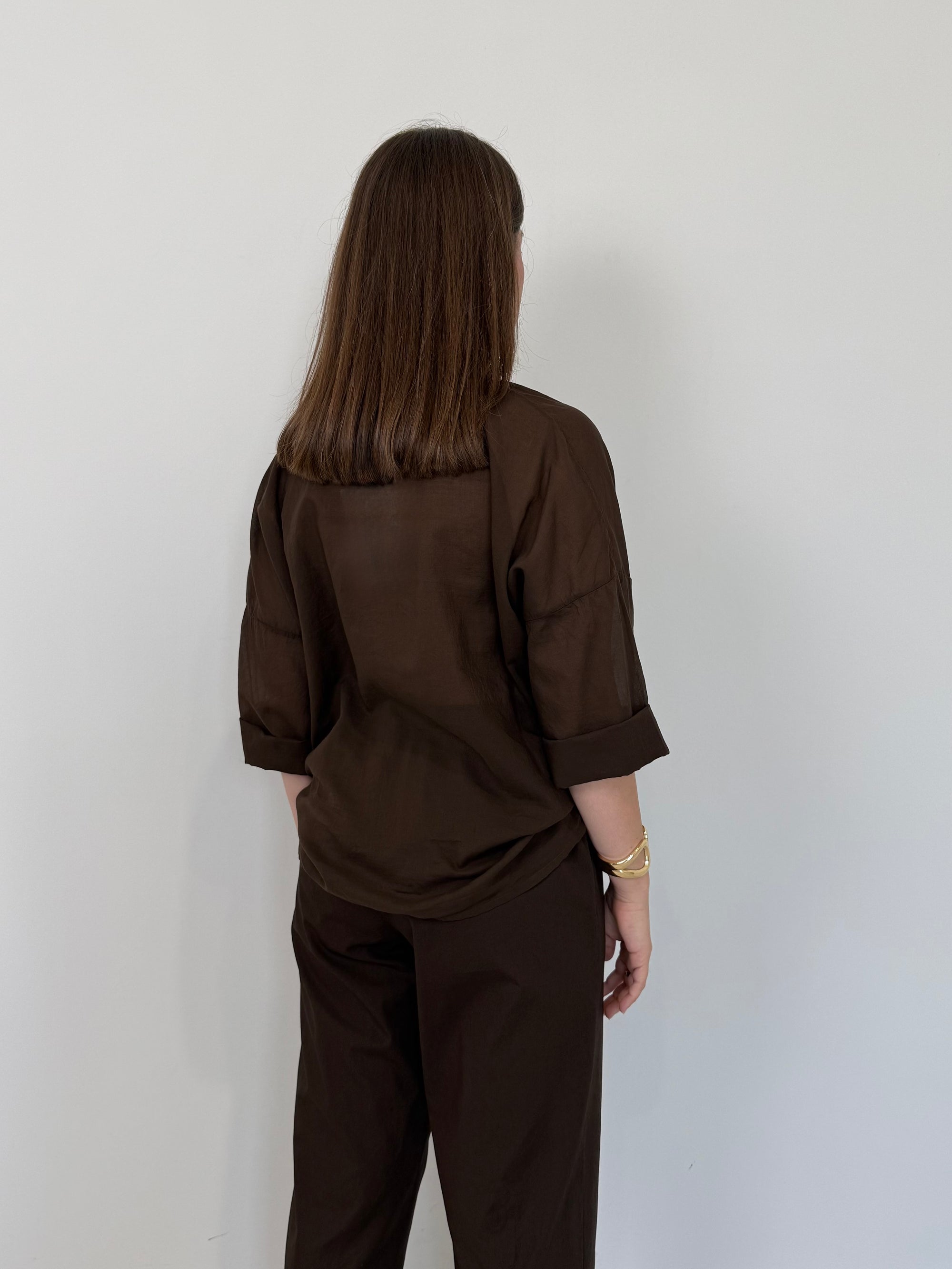 Haveone - Camicia in mussola di cotone moro