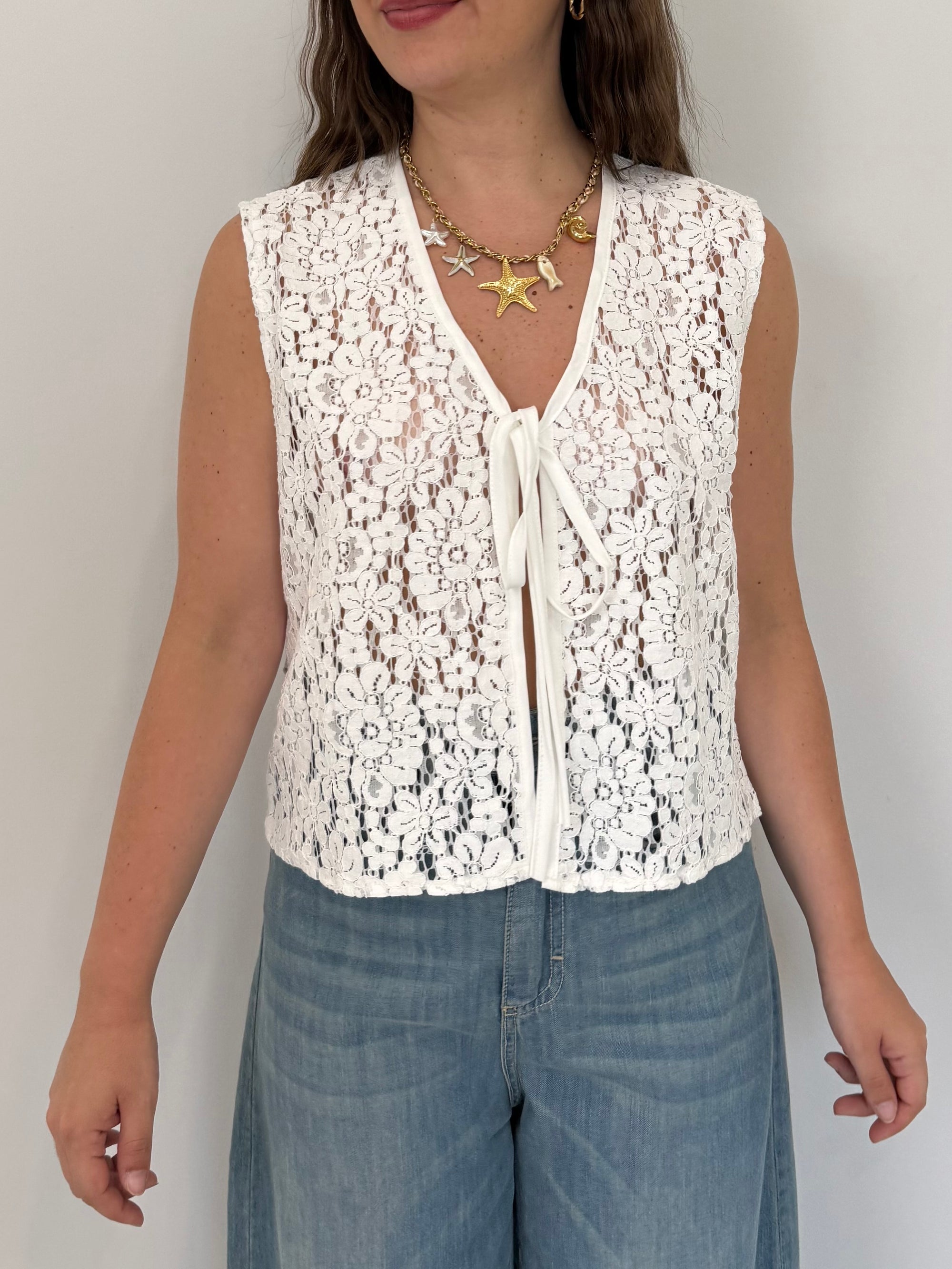 Haveone - Gilet in crochet bianco