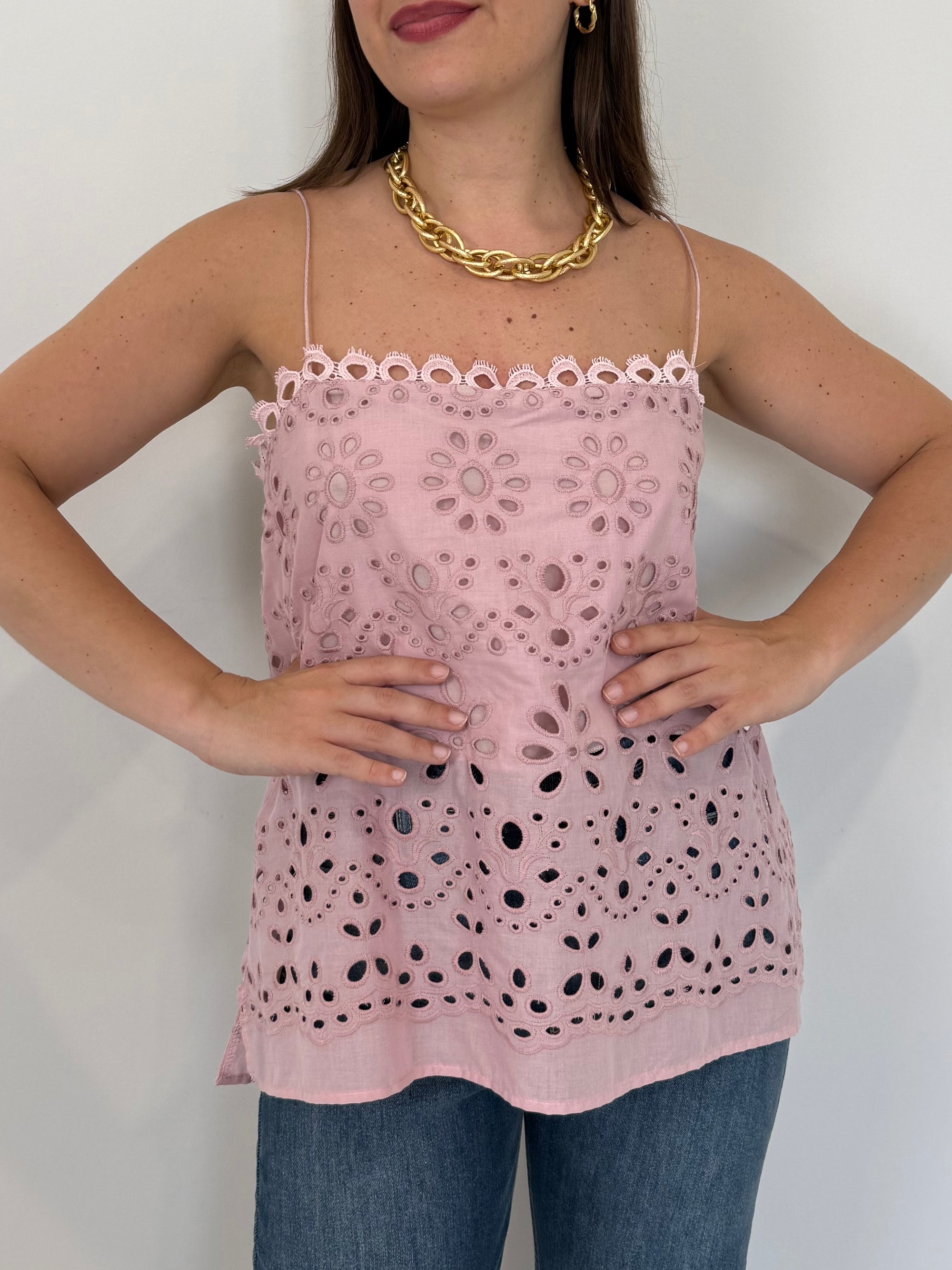 Tensione In - Top in sangallo rosa