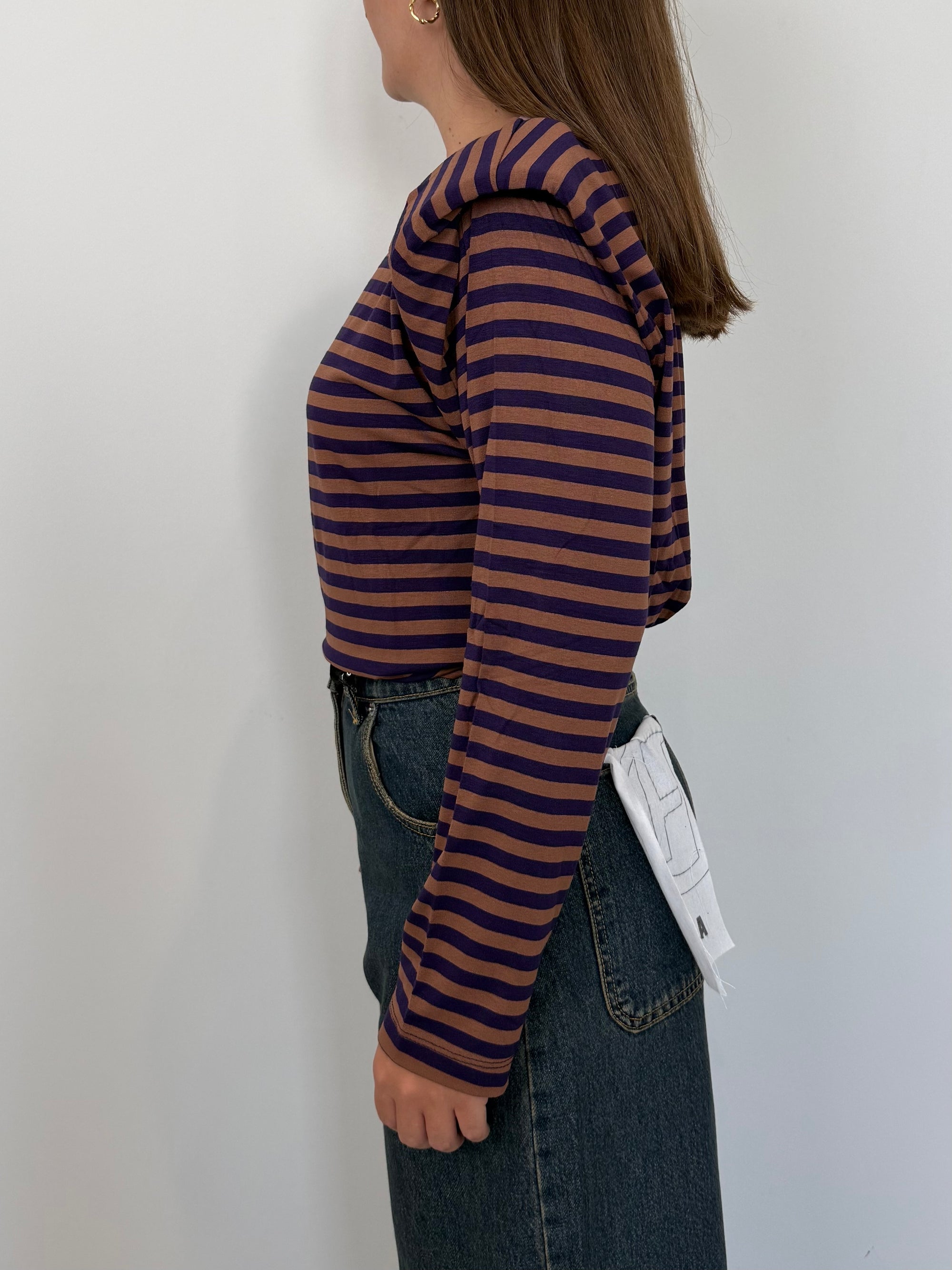 Haveone - Maglia spalline righe viola
