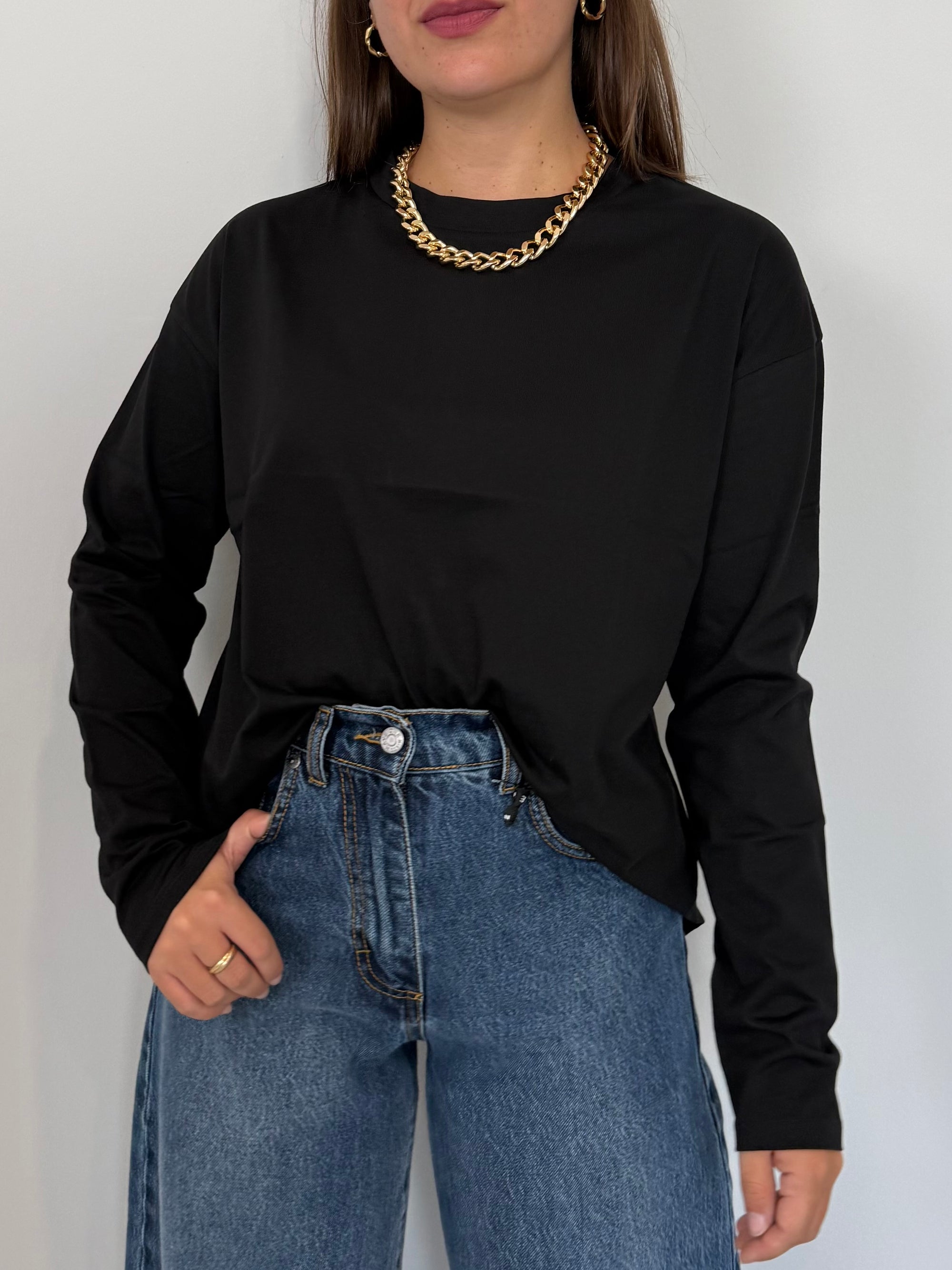 SusyMix - Maglia scatola manica lunga nera