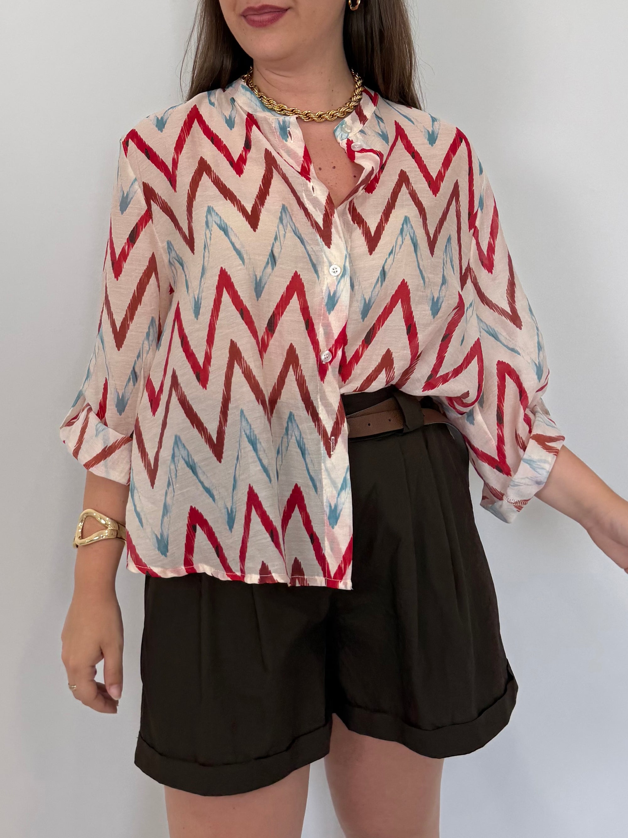Haveone - Camicia con fantasia zigzag