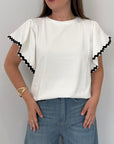 SusyMix - T-shirt bianca con onda nera