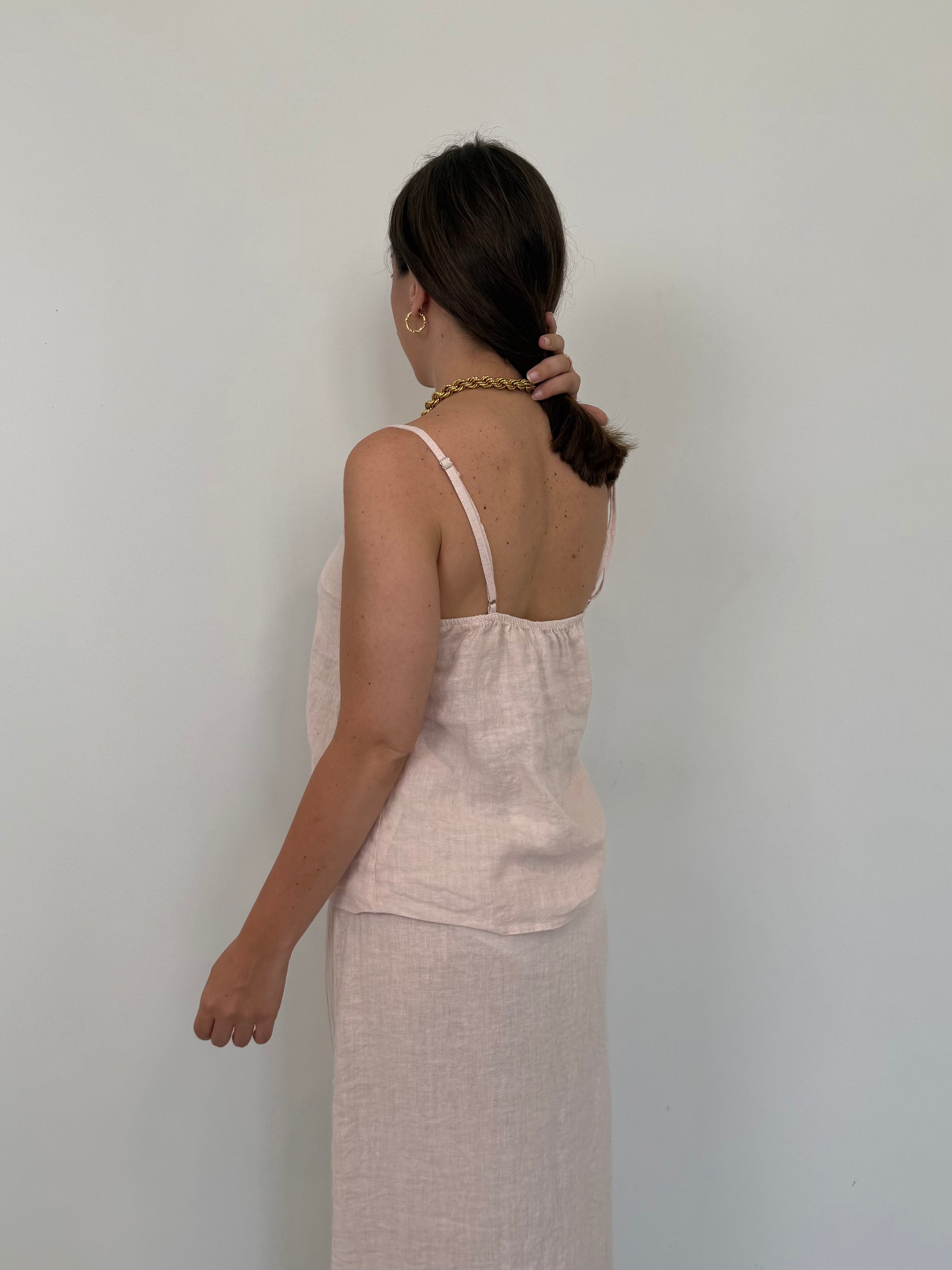 Haveone - Top bretella 100% Lino rosa