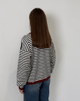 SusyMix - Maglioncino righe blu contrasto bordeaux