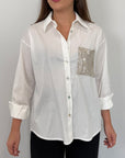 SusyMix - Camicia bianca con tasca paillettes