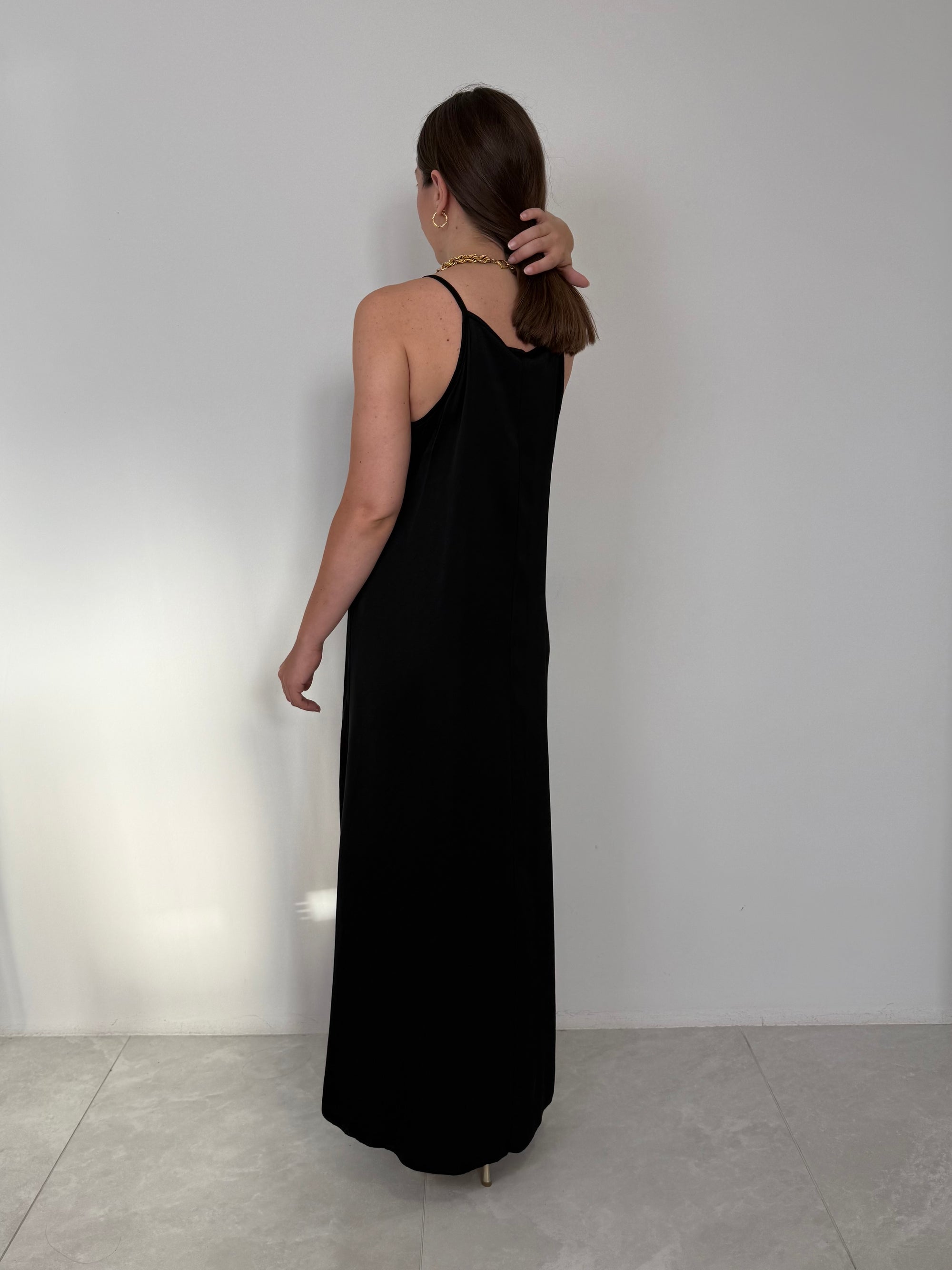 SusyMix - Abito scollo quadrato in viscosa nero