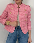 Motel - Giacca napoleon tweed fuxia