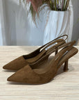 Decollettè in suede camel