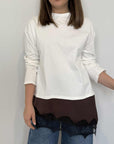 Tensione In - Maglia bianca con pizzo finale moro