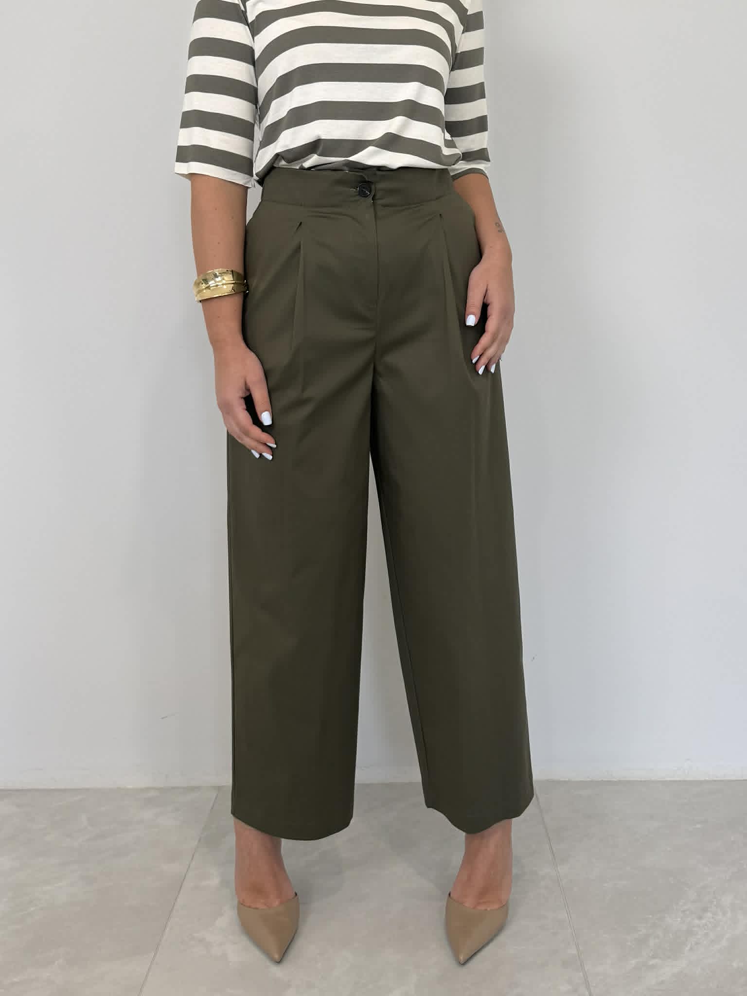 Tensione In - Pantalone in cotone con pence verde