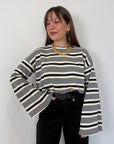 SusyMix - Felpa righe grigia