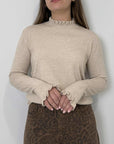 PRE-ORDINE: Dixie - Maglioncino con rouches beige