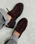 Mocassino in suede bordeaux
