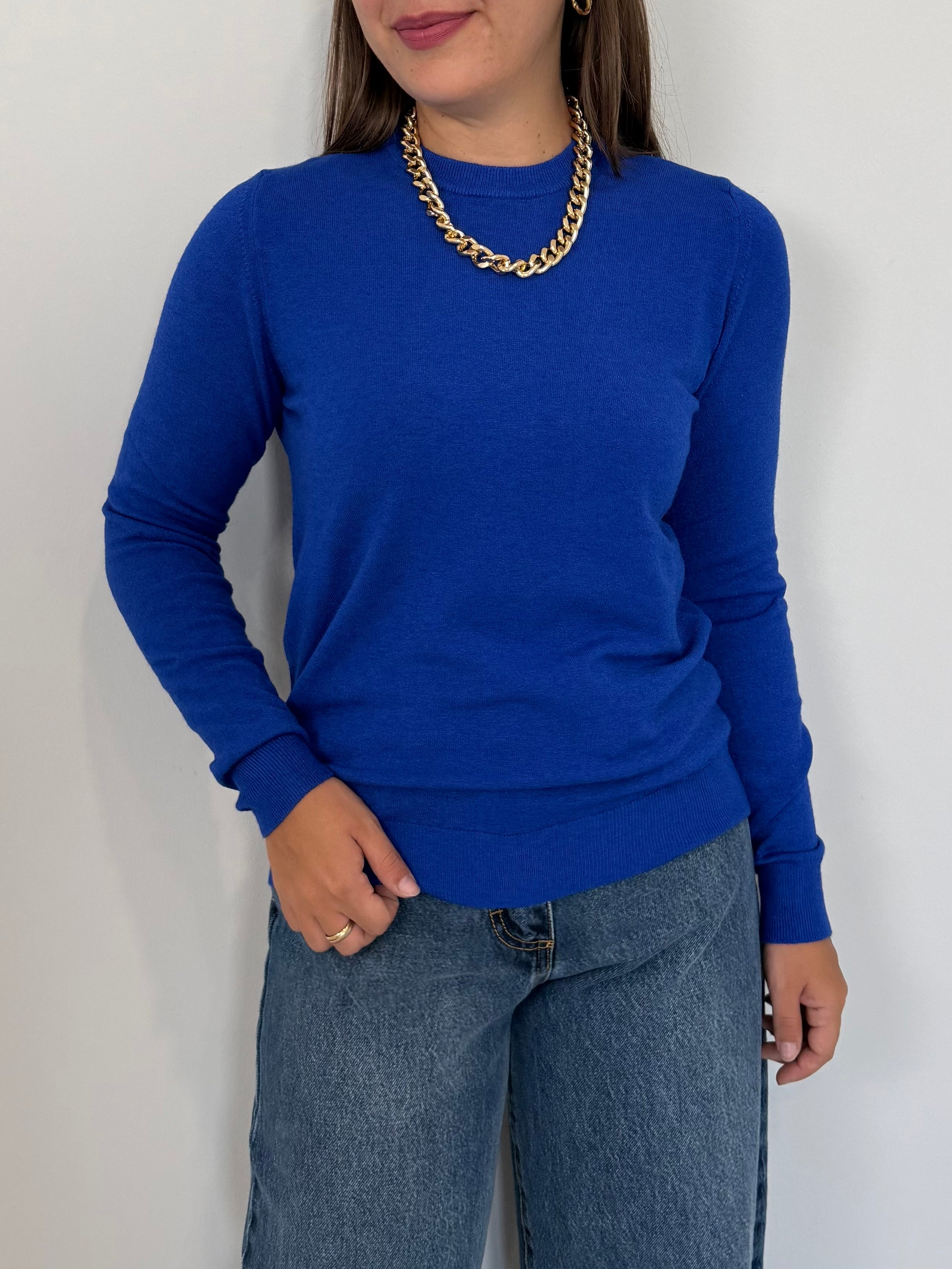 Haveone - Maglioncino basic girocollo blu